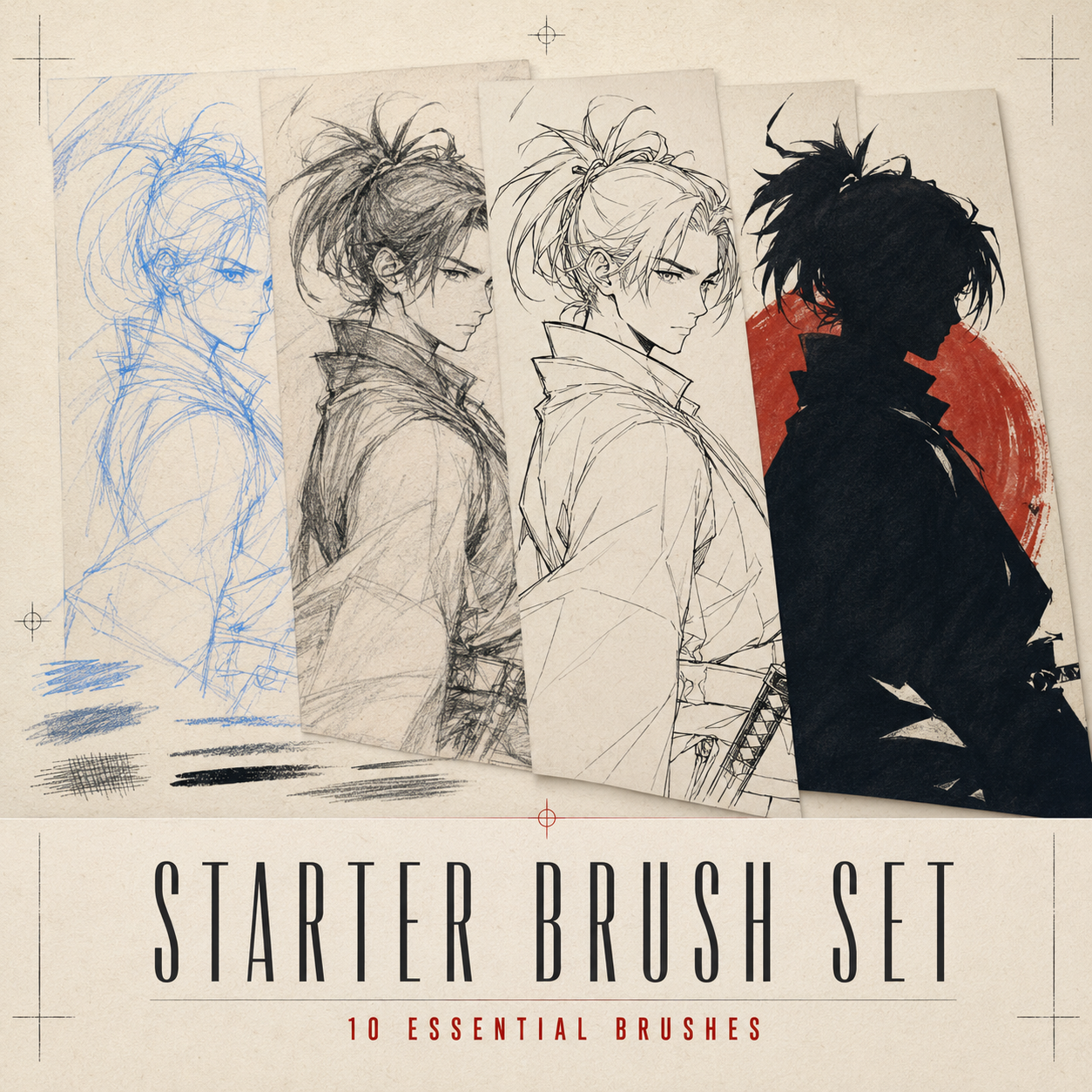 Tristan Arts Starter Anime & Concept Art Brush Set, 20+ Photoshop brushes for anime, character design, and concept exploration