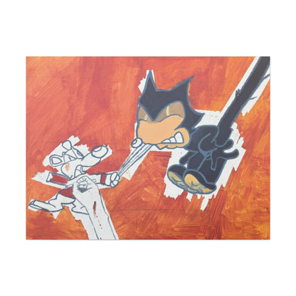 30x40 Canvas Stretched Wall Art – Retro Cartoon Cat and mouse Action Scene