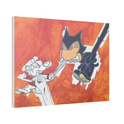 30x40 Canvas Stretched Wall Art – Retro Cartoon Cat and mouse Action Scene