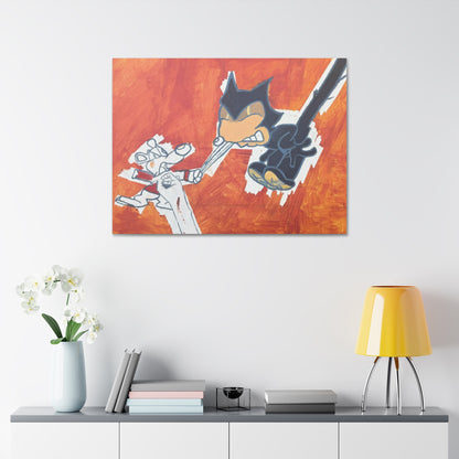 30x40 Canvas Stretched Wall Art – Retro Cartoon Cat and mouse Action Scene