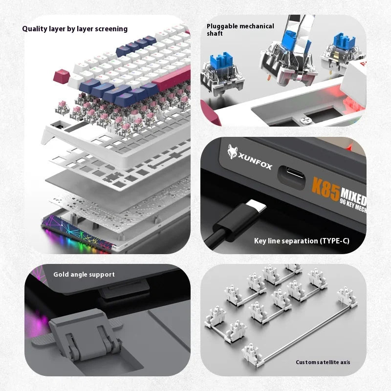 XUNFOX K85 Hot-Swappable Mechanical Keyboard