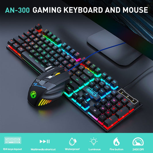 AN-300 Rainbow Keyboard & Mouse Combo