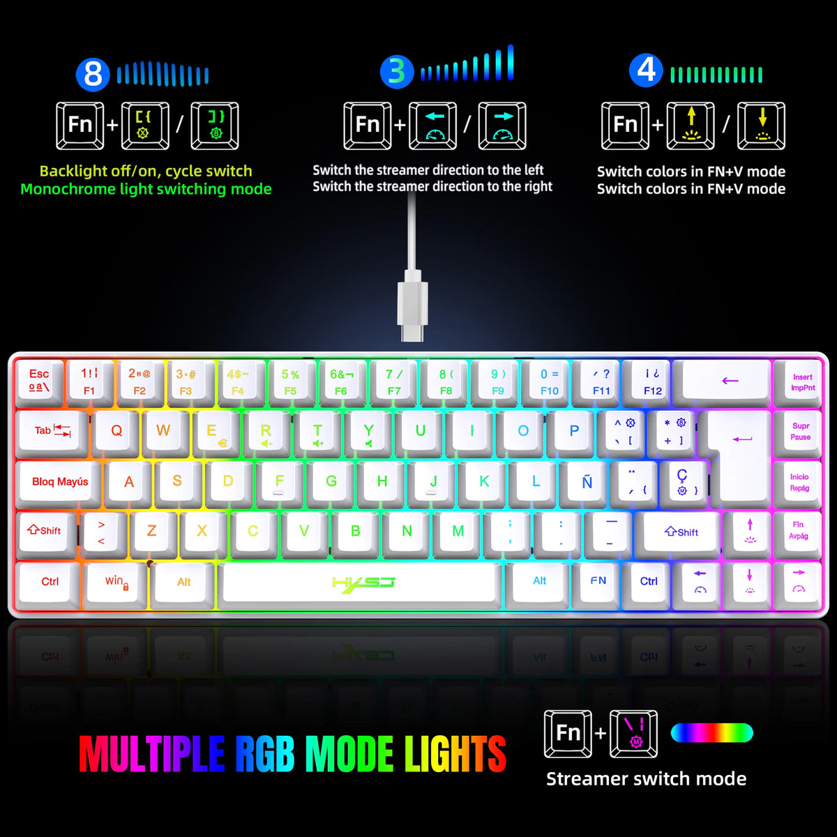 HXSJ V200 Compact RGB Gaming Keyboard (Type-C)