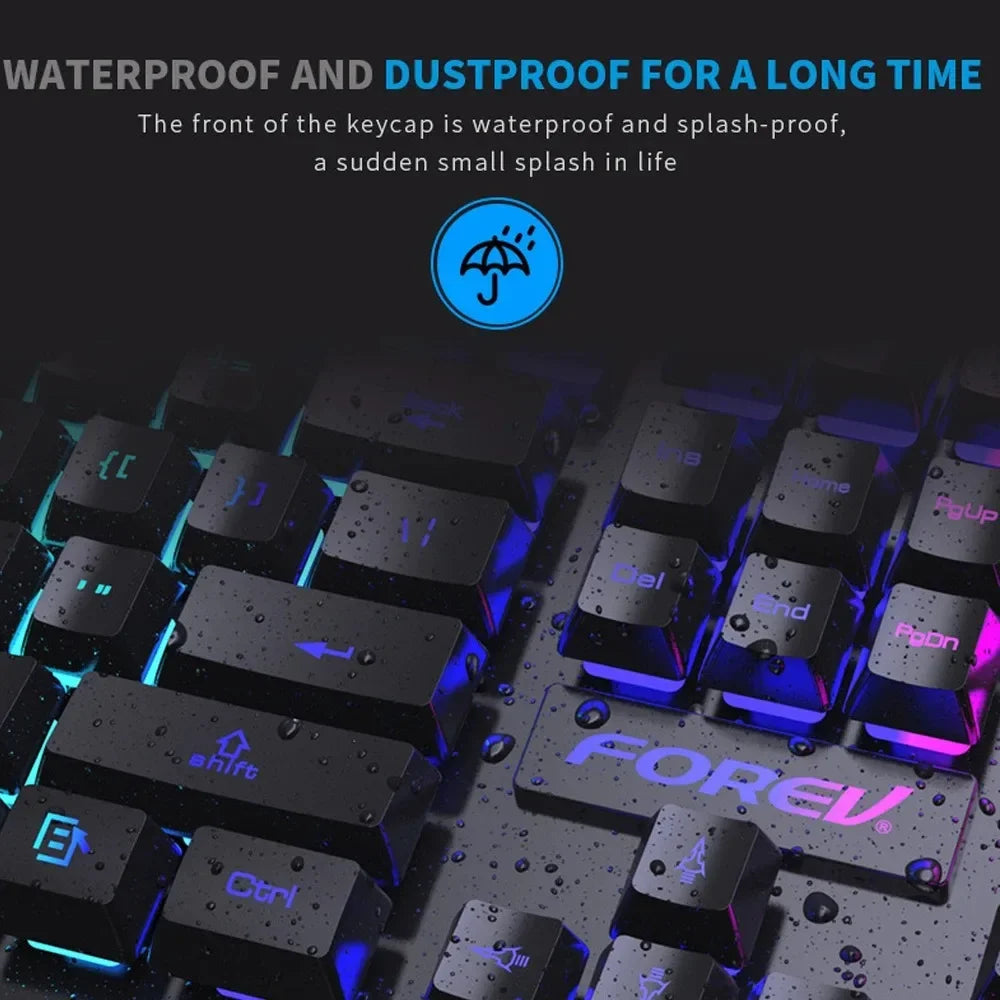 Kebidumei 104-Key Rainbow Backlit Gaming Keyboard & Mouse Set