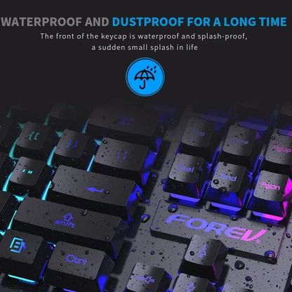 Kebidumei 104-Key Rainbow Backlit Gaming Keyboard & Mouse Set