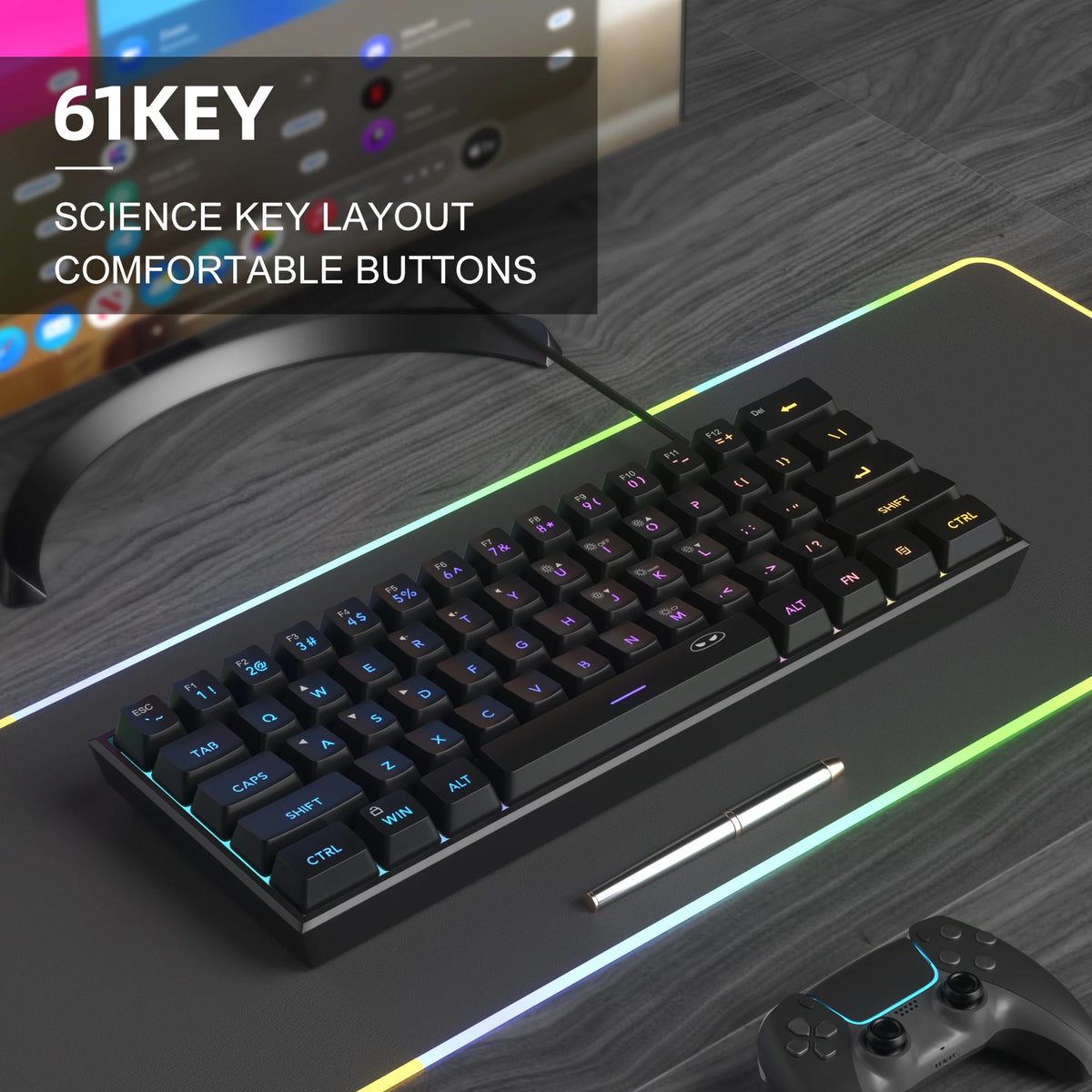 MageGee TS91 60% RGB Gaming Keyboard