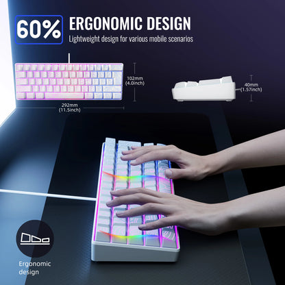 60% Compact RGB Keyboard – White (US Layout)