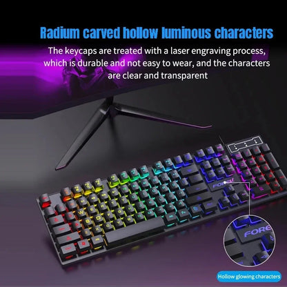 Kebidumei 104-Key Rainbow Backlit Gaming Keyboard & Mouse Set