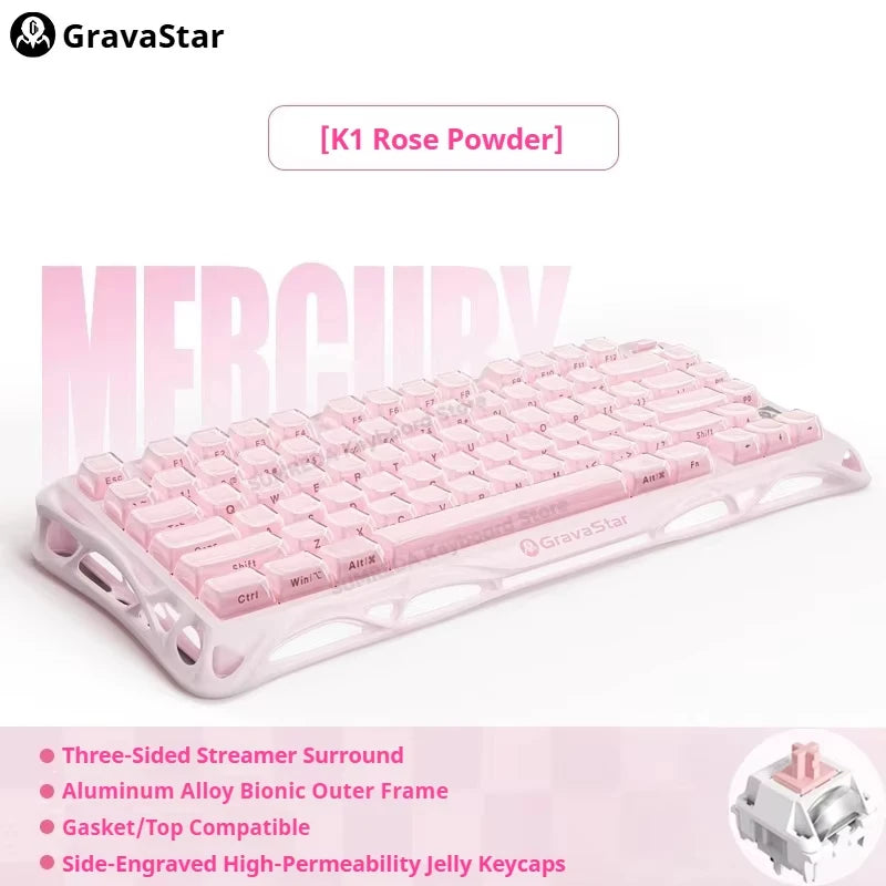 Gravastar Mercury K1 Purple Wireless Gaming Mechanical Keyboard Or M1 Purple Wireless Gamer Mouse Bluetooth Hotswap Keyboard