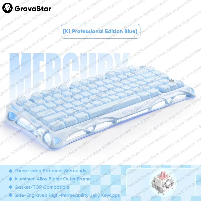 Gravastar Mercury K1 Purple Wireless Gaming Mechanical Keyboard Or M1 Purple Wireless Gamer Mouse Bluetooth Hotswap Keyboard