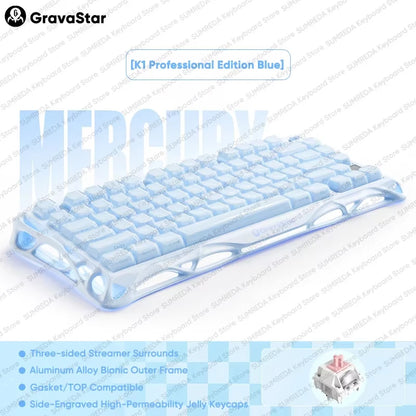 Gravastar Mercury K1 Purple Wireless Gaming Mechanical Keyboard Or M1 Purple Wireless Gamer Mouse Bluetooth Hotswap Keyboard