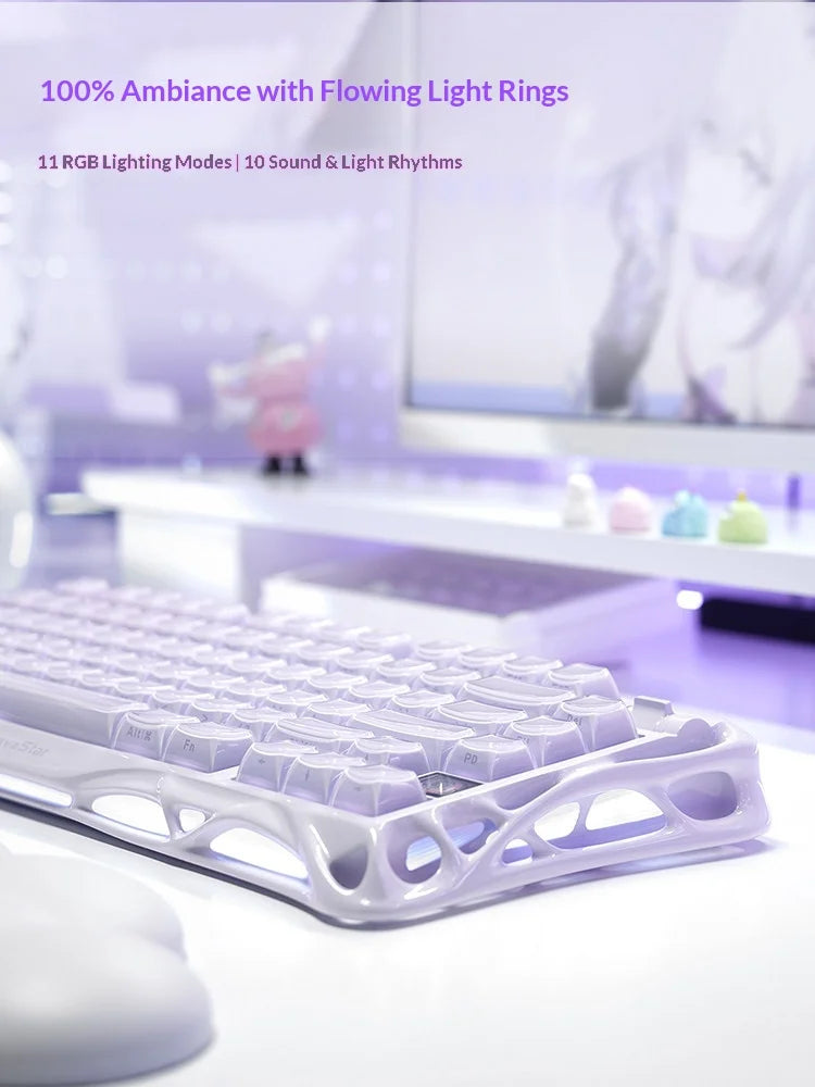 Gravastar Mercury K1 Purple Wireless Gaming Mechanical Keyboard Or M1 Purple Wireless Gamer Mouse Bluetooth Hotswap Keyboard