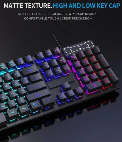 Kebidumei 104-Key Rainbow Backlit Gaming Keyboard & Mouse Set