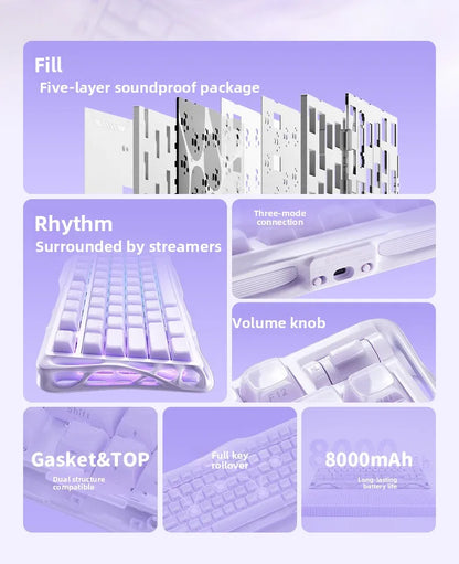 Gravastar Mercury K1 Purple Wireless Gaming Mechanical Keyboard Or M1 Purple Wireless Gamer Mouse Bluetooth Hotswap Keyboard
