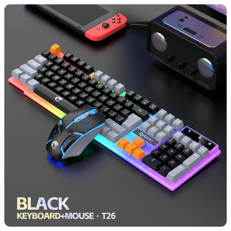 RAIKU T26 Three-Tone Backlit Keyboard (Mouse Optional)