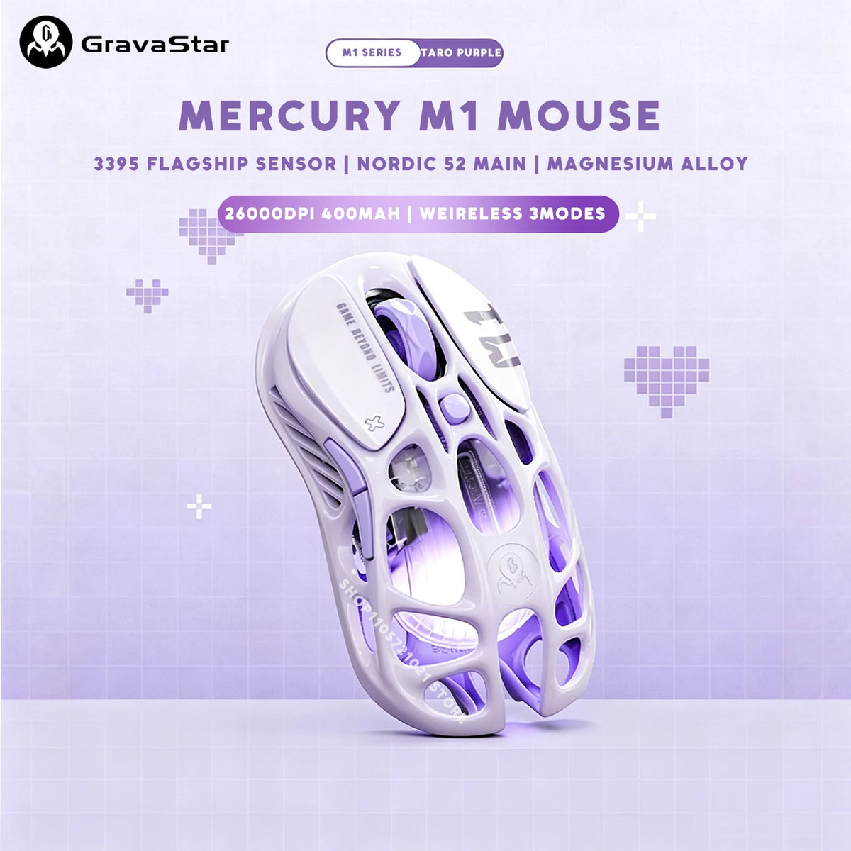 Gravastar Mercury K1 Purple Wireless Gaming Mechanical Keyboard Or M1 Purple Wireless Gamer Mouse Bluetooth Hotswap Keyboard