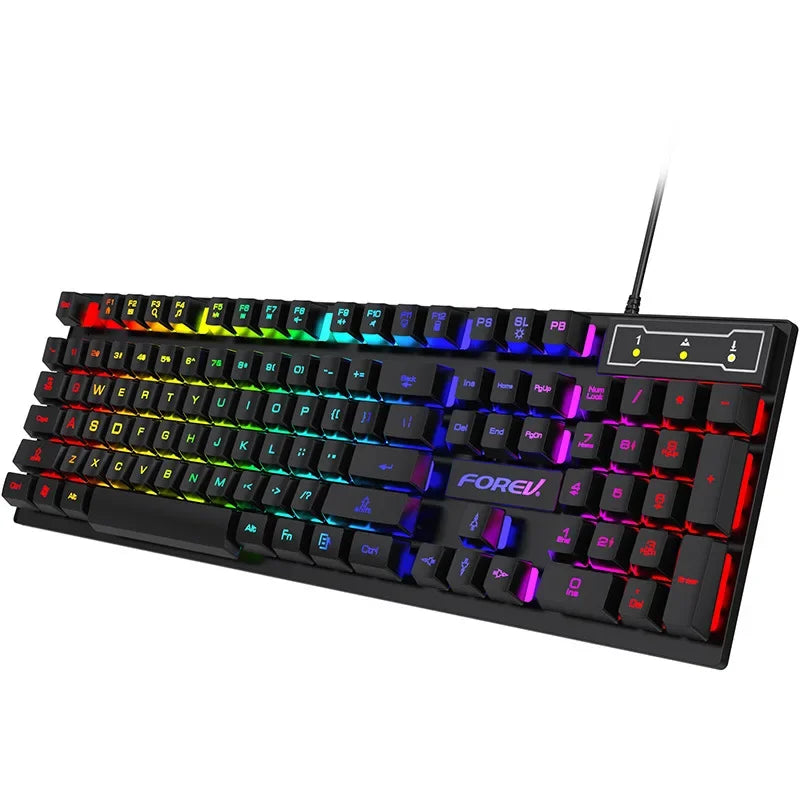 Kebidumei 104-Key Rainbow Backlit Gaming Keyboard & Mouse Set