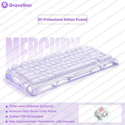 Gravastar Mercury K1 Purple Wireless Gaming Mechanical Keyboard Or M1 Purple Wireless Gamer Mouse Bluetooth Hotswap Keyboard