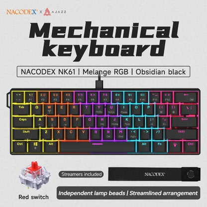 AJAZZ NK61 60% Hot-Swappable Mechanical Keyboard – Red Switches