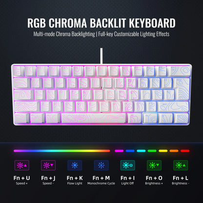 60% Compact RGB Keyboard – White (US Layout)